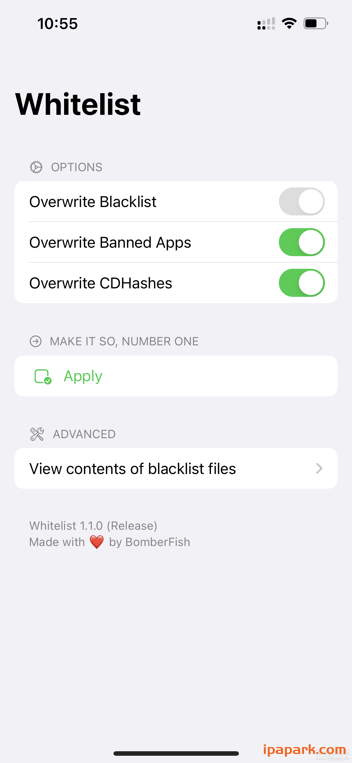 Whitelist 1.1.0 修复证书 解除黑名单-iPA破解资源站